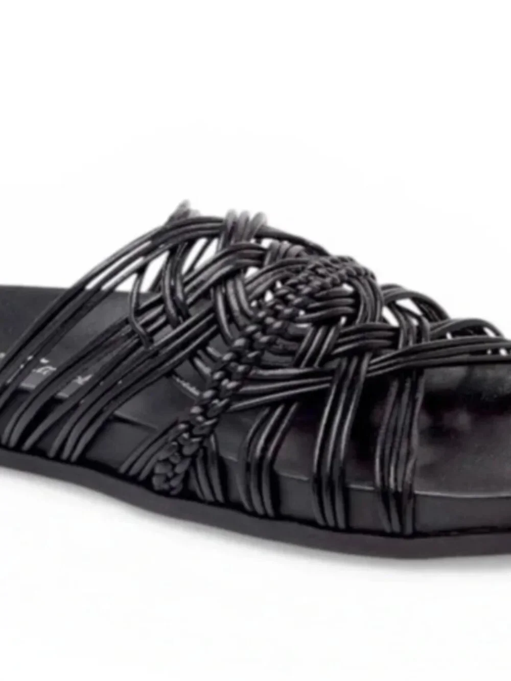 Jeffrey Campbell Strappy Slide Sandal Black Leather Size 6, Cute!